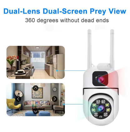 Dual-Lens Cameras Smart 2MP+2MP Wireless Wifi Network Indoor Camera 360 Security Ip Indoor Dual Lens  Cctv Camera