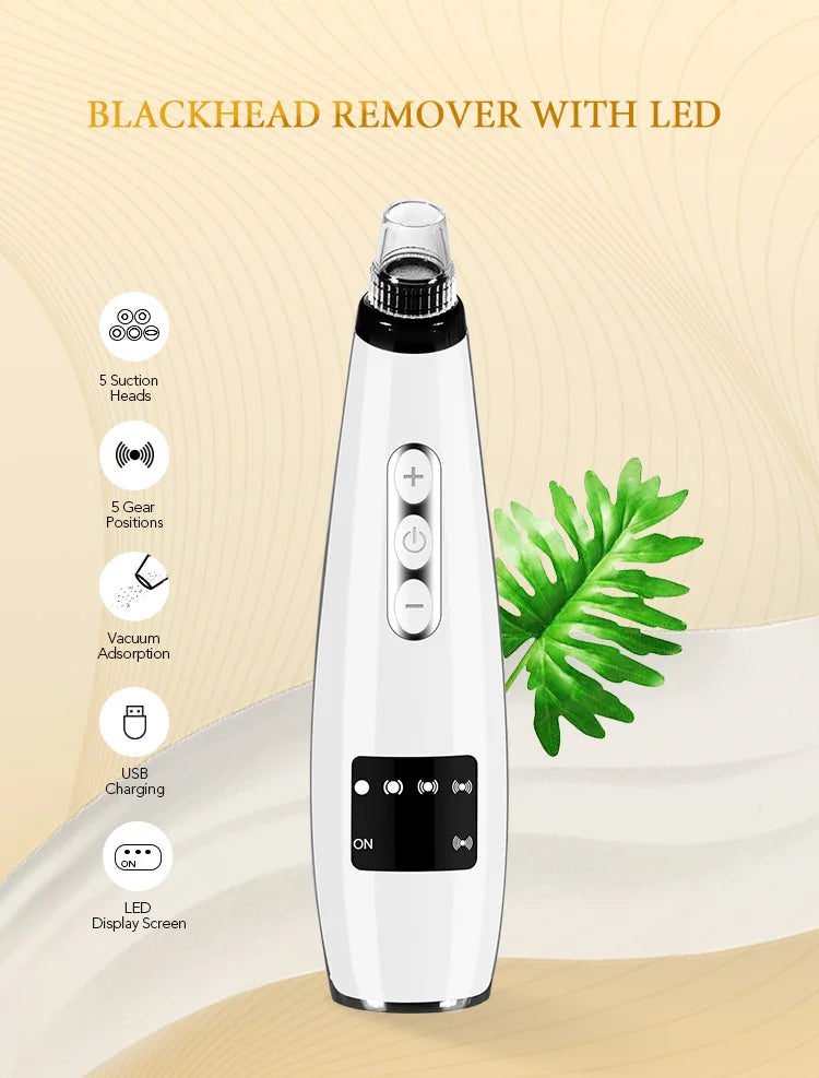 Electric Hot Blackhead and Pimple Removal Vacuum Suction Heated Blackhead Remover Face Deep Cleaner