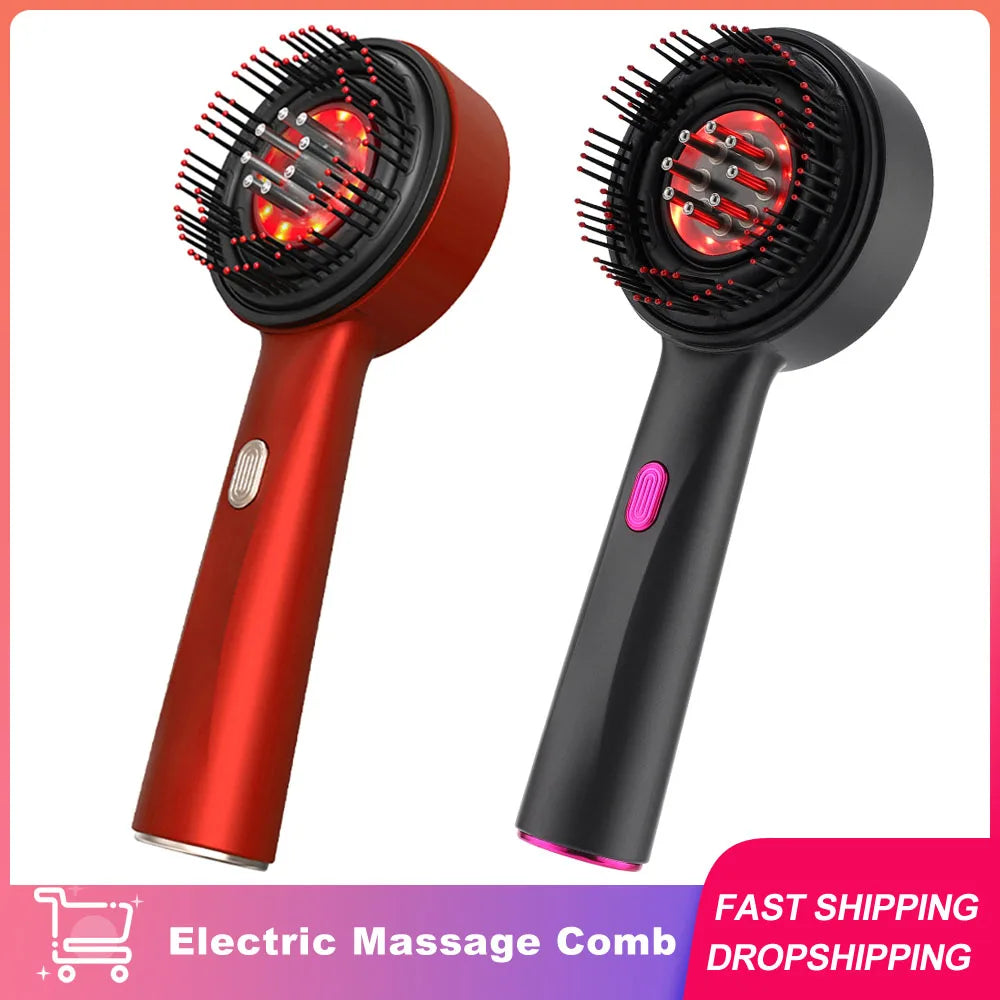 Electric Hair Regrowth Brush with Infrared Light Machine Acupoint Scalp Massage Anti-Hair Loss Exercise Hair Scrubber Combs